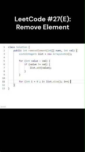 LeetCode #27(E) Remove Element #leetcode #java #shorts #JoeAndChill