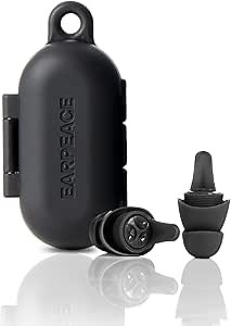 EARPEACE Everyday Noise Control & Noise Reduction Ear Plugs - High-Fidelity Earplugs, Comfortable & Reusable Earplugs for Travel, Sleep, Work, Snoring Blocking, Includes Carrying Case - Black