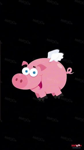 Funny Pig Flying in Sky