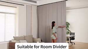 Room Divider Curtains with Flexible Ceiling Tracks Set,Blackout Curtain Ceiling Mount Curtain Track Privacy Room Dividers Ceiling Track Curtain Rod(Dark Grey Drape & Black rail W 8.3 × H 7 FT)