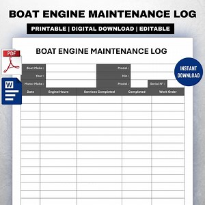 Boat Engine Maintenance Log Template - Etsy