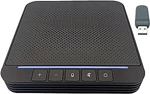 Conference Room Microphone with Speaker, Wireless 2.4G Adapter to Connect to PC, 4 AI Microphones Full Ranging, Portable, Suitable for Home Office and Team