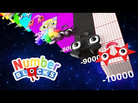 Numberblocks -10000 vs -1 Count the NEGATIVES | Learn to Count BIG Numbers!
