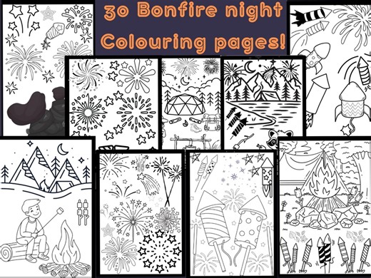 Bonfire Night Colouring Pages | 30 Printable Sheets | Fireworks, Sparklers & Autumn Fun - Etsy
