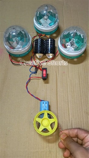 Powering Two Bike Fog Light and 3 Dj Disco Light With Metal Gear Motor _ DC Motor #dcmotor #shorts
