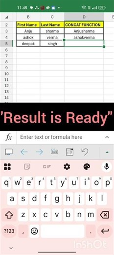 Excel CONCAT Function in Hindi | Combine Text Easily in Excel#excel tips #excelshorts.