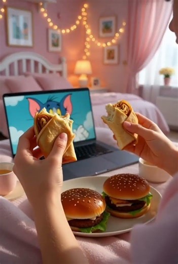 Eating Burgers 🍔 and watch cartoon | shawarma 😋 #food #viralvideo