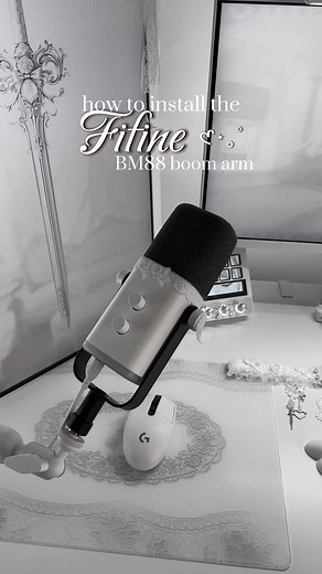 how to install the Fifine BM88 boom arm 🤍 | i was so tired of my mic taking space on my desk! linked in my bio 🔗 @FifineAmpligameOfficial @OfficialFifineJane AD/GIFTED #fifine #boomarm #whitesetup #desksetup #techtok