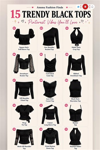 15 Trendy Black Tops Every Girl Needs 🖤 | Ammu Fashion Finds | #shorts #ytshorts #trending #cute
