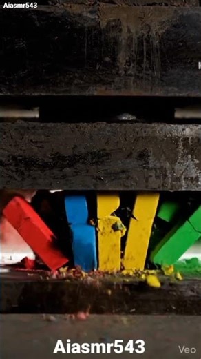 Crushing Colored Chalk with Hydraulic Press – Color Dust Explosion 🖍️💥