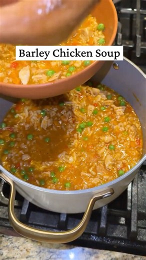 One pot meal 😋 #recipe #onepotmeal #soup #soupseason #barley #chicken #momlife