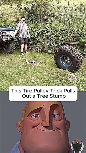 Removing a Tree Stump Using Only Tires & Physics