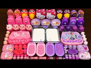 PINK vs PURPLE! Mixing Random into GLOSSY Slime ! Satisfying Slime Video #377