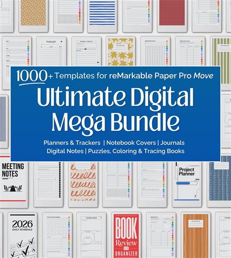 Templates for Remarkable Paper Pro Move, Bundle With Planners, Notebooks, Covers, Puzzles, Coloring Pages - Etsy