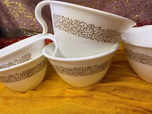 Vintage Corelle Butterfly Gold Handled Bowls • Set of 6 • Corning Milk Glass - Etsy