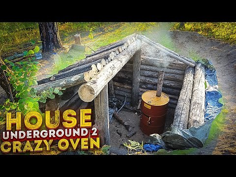 Wild bushcraft Alex. Building Dugout Shelter in a wild forest 2. Crazy oven! PART 2