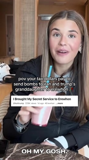 She really said “let them eat erewhon” 😭 We’re getting drafted and Kai is getting the Hailey Beiber smoothie. Trump’s granddaughter is vlogging about her $200 lunch while her grandad spends $900M per day on war 🥲 #groceryprices #letthemeatcake #costofliving #republicanhypocrisy #antiwar