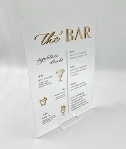 Bar Menu Acrylic Table Sign for Weddings, Events, Restaurants, Etc. - Etsy
