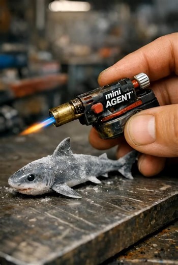 Tiny Torch Melts Shark 🦈🔥 (Oddly Satisfying)