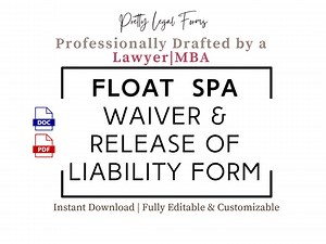 Float Spa Waiver and Release of Liability Flotation Spa Waiver Form Hold Harmless Agreement Float Spa Client Intake Forms Spa Legal Template - Etsy