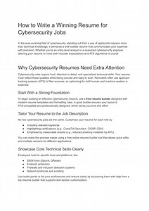 How to Write a Winning Resume for Cybersecurity Jobs - SlideServe