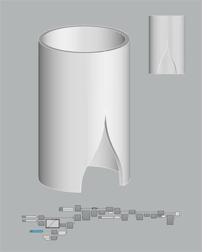 Cylindrical Shell Bezier Opening | Rhino Grasshopper