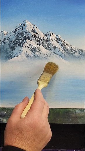 BOB ROSS MOUNTAIN PAINTING☺️ Amazing Palette Knife tutorial #bobross #shortsart