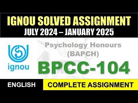 BPCC 104 Solved Assignment 2024-25 || bpcc-104 solved assignment in English || July 2024 to Jan 2025
