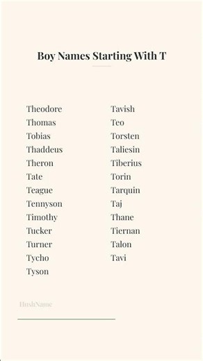 Boy Names Starting With T