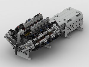 LEGO MOC-43833 V12 Engine with Gearbox Mk2 (Technic 2020)