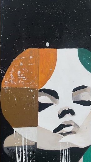 Abstract Woman Portrait Painting – Modern Minimalist Geometric Composition #art #abstract #painting