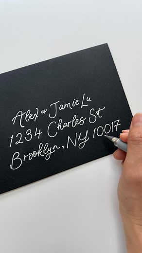 Ettie Kim on Instagram: "Address these envelopes by hand with me, featuring our newest modern calligraphy style, Modern C! Using a fake address for this video and for warm up before the full order. . . . . . #calligraphy #envelopecalligraphy"