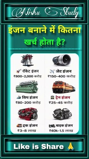 इंजन बनाने में कितना खर्च होता है #shorts #trendingshorts #reels #viral #viralshorts #gksastudy #gk