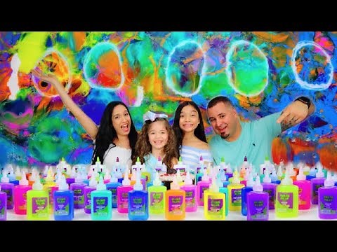 100 BOTTLES OF GLUE SLIME CHALLENGE|3 GALLONS OF GIANT FLUFFY SLIME|100,000 SUBSCRIBERS SPECIAL!!!