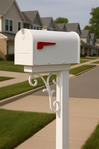 PVC Mailbox Bracket Scroll Design, Decorative Mailbox Post Accent, Weatherproof Outdoor Mailbox Decor, White Mailbox Scroll Arm