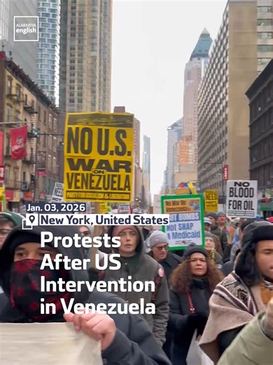 Protesters March in Manhattan Against US Strikes on Venezuela