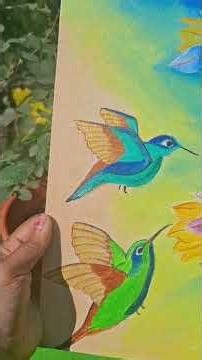 humming bird 🐦 painting # colorful birds art # canvas painting # shorts
