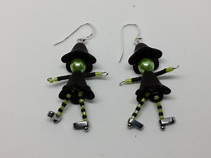 Halloween Beaded Witch in High Heels Sterling Silver or Stainless Steel Earrings , Witch Earrings, Witch Beaded Earrings - Etsy