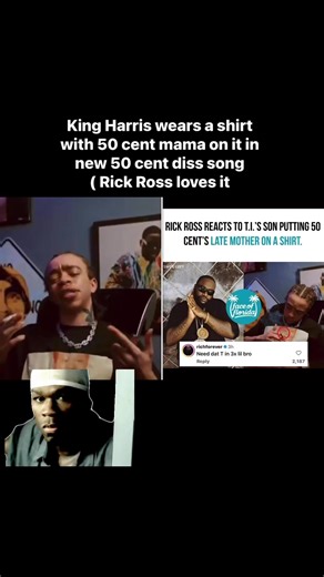 King Harris wears a shirt with 50 cent mama on it in new 50 cent diss song ( Rick Ross loves it #explorepage #facebooknewsfeed #50cent #tivs50cent #KingHarris | Emanuel Hodge