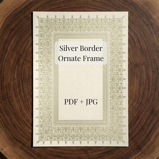 Silver Ornate Border Frame, Arabic Style Wedding Stationery Digital File, Persian Inspired Marriage Invitation Digital Download DIY Template - Etsy