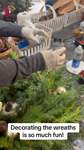 We had such a good time making & decorating fresh & fragrant Christmas wreaths. So easy to do and so much fun! | Jazzi's Flower Center