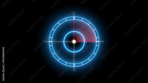 Military Ship or Aircraft Radar Screen Multiple Targets Detected. Technology HUD Searching Radar Signal Animation.