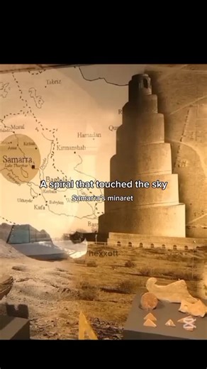 Hexxott on Instagram: "The spiral minaret of Samarra, known as the Malwiya Tower, stands as one of the most unique and iconic structures of early Islamic architecture. It was built in the 9th century during the reign of the Abbasid caliph Al-Mutawakkil, alongside the Great Mosque of Samarra. Rising to about 52 meters (171 feet), the minaret is famous for its striking helical design, a spiraling ramp that winds around the exterior like a snail shell. This bold and unusual form set it apart from t