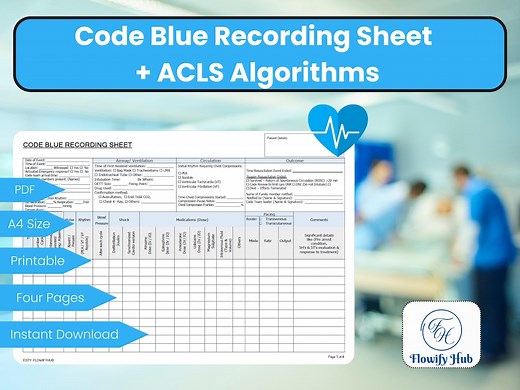Code Blue Recording Sheets (instant Download, PDF, A4 Landscape, 4 Pages) - Etsy