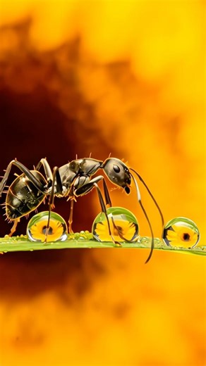 8K Extreme Macro: The Ant’s Hidden Reflection 🐜💧#macro #shorts