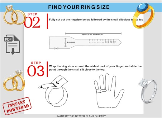 Printable Ring Sizer | Paper Ring Measurement Guide - Etsy