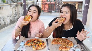 142K views · 5.5K reactions | Cheese Pasta Pizza and Tomato Pasta Pizza Eating Challenge | Food Challenge | Ding Dong Girls | Facebook