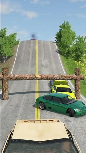 Cars vs Farming Tractor Log Trap #1 - BeamNG.Drive #shorts #youtubeshorts