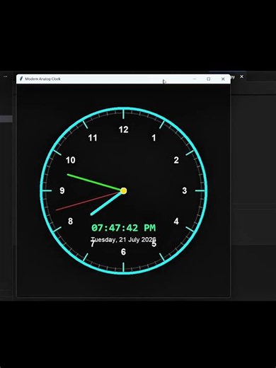Build a Live Analog Clock in Python 🕒 | Tkinter GUI Project | Python Animation #shorts #python