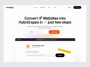 Hybrid app AI converter landing page